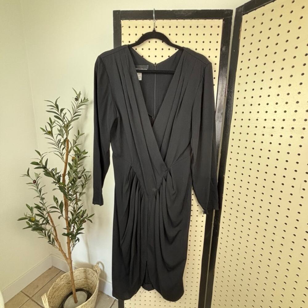 Vintage Barbara Barbara Black Draped-Neck Dress Sz 10 — Quiet Luxury Chic - Picture 5 of 9